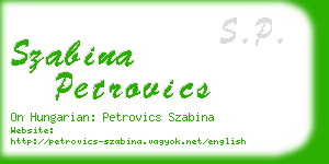 szabina petrovics business card